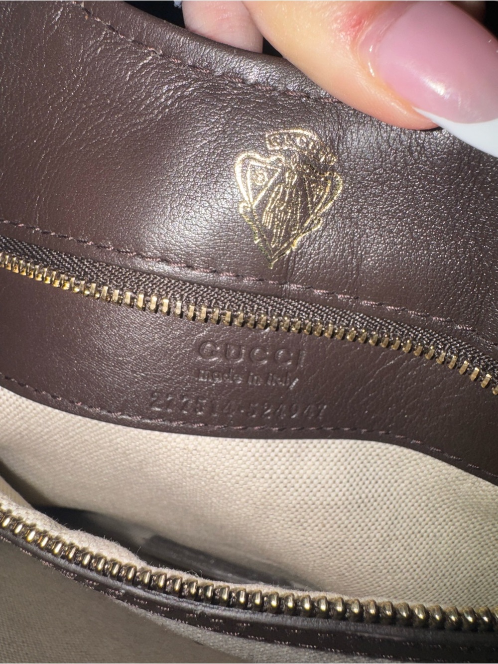 Gucci Brown & Cream Python-Print Satchel with Gold Hardware - Picture 5 of 8